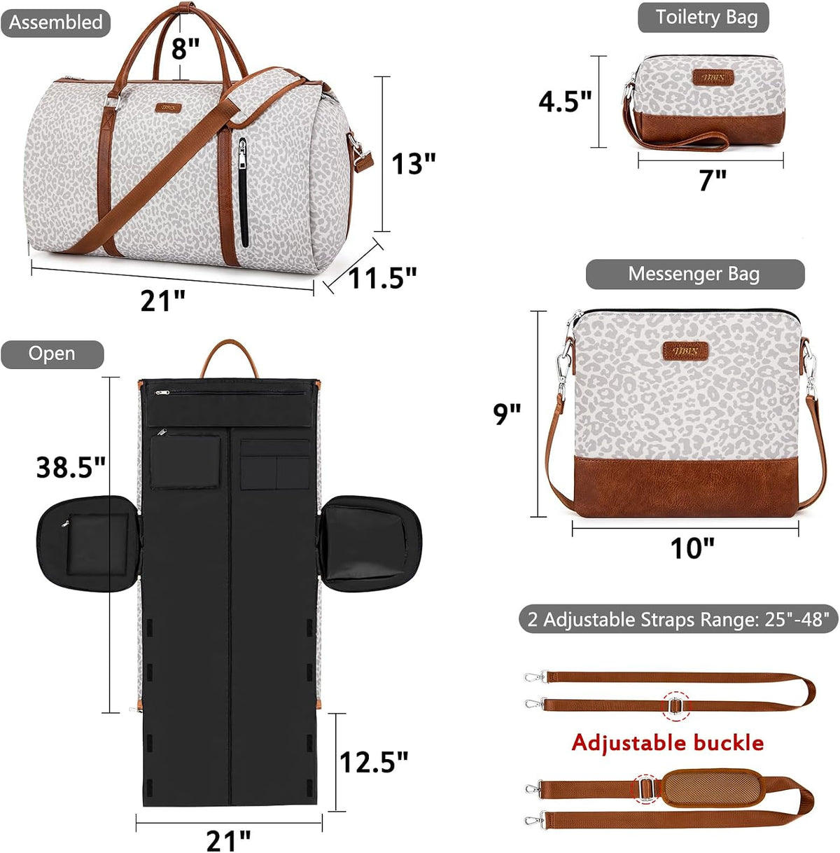 Convertible 2-in-1 Garment Bags for Travel, 50L Carry On Garment Duffle Bag With Shoe Compartment Large Weekender Bag for Women Men Hanging Suitcase Suit Travel Duffel Overnight Bags 4pcs Set
