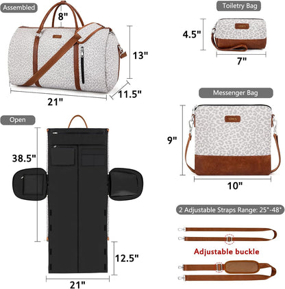 Convertible 2-in-1 Garment Bags for Travel, 50L Carry On Garment Duffle Bag With Shoe Compartment Large Weekender Bag for Women Men Hanging Suitcase Suit Travel Duffel Overnight Bags 4pcs Set