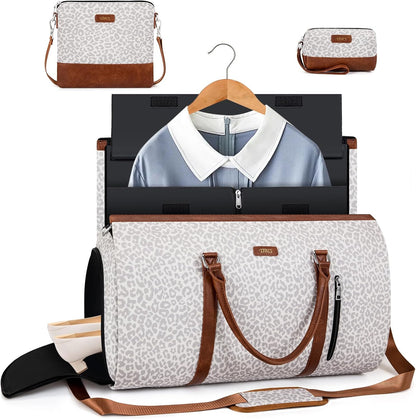 Convertible 2-in-1 Garment Bags for Travel, 50L Carry On Garment Duffle Bag With Shoe Compartment Large Weekender Bag for Women Men Hanging Suitcase Suit Travel Duffel Overnight Bags 4pcs Set
