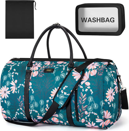 Convertible 2-in-1 Garment Bags for Travel, 50L Carry On Garment Duffle Bag With Shoe Compartment Large Weekender Bag for Women Men Hanging Suitcase Suit Travel Duffel Overnight Bags 4pcs Set