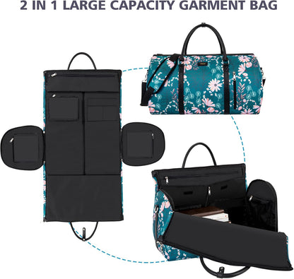 Convertible 2-in-1 Garment Bags for Travel, 50L Carry On Garment Duffle Bag With Shoe Compartment Large Weekender Bag for Women Men Hanging Suitcase Suit Travel Duffel Overnight Bags 4pcs Set