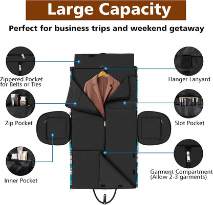 Convertible 2-in-1 Garment Bags for Travel, 50L Carry On Garment Duffle Bag With Shoe Compartment Large Weekender Bag for Women Men Hanging Suitcase Suit Travel Duffel Overnight Bags 4pcs Set