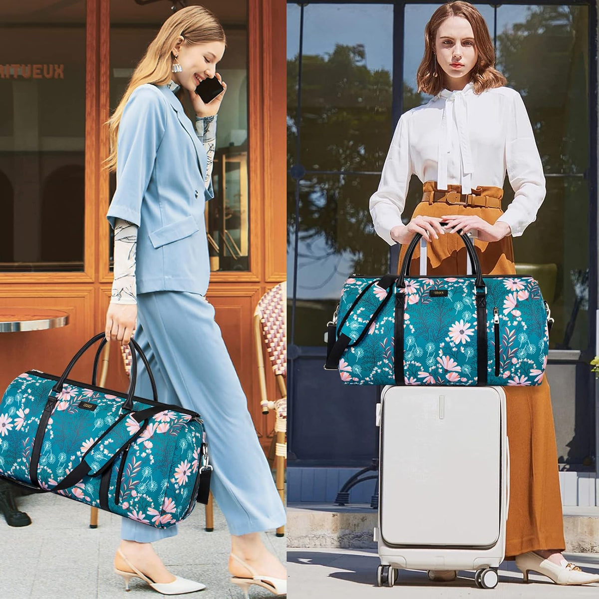 Convertible 2-in-1 Garment Bags for Travel, 50L Carry On Garment Duffle Bag With Shoe Compartment Large Weekender Bag for Women Men Hanging Suitcase Suit Travel Duffel Overnight Bags 4pcs Set