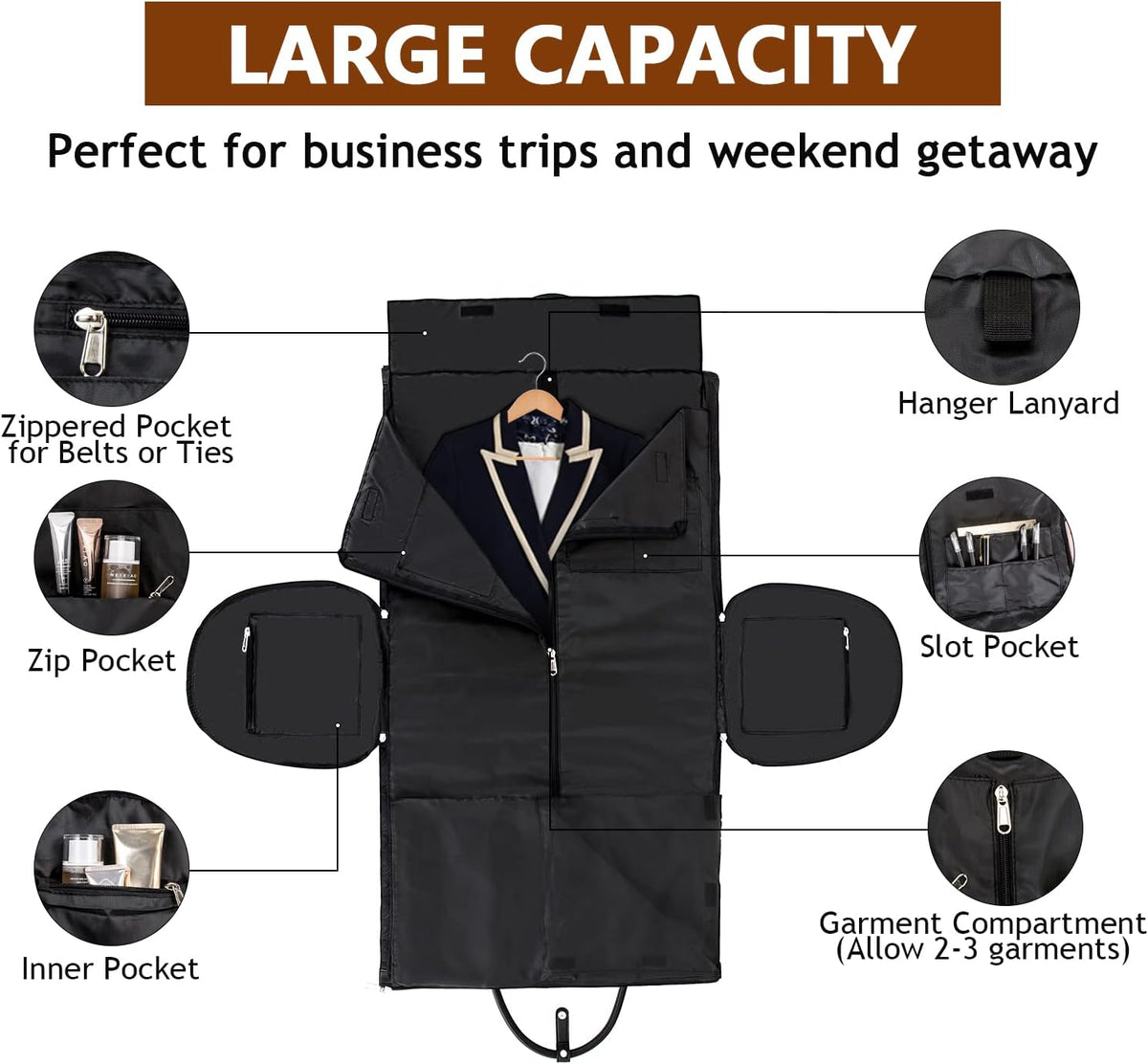 Convertible 2-in-1 Garment Bags for Travel, 50L Carry On Garment Duffle Bag With Shoe Compartment Large Weekender Bag for Women Men Hanging Suitcase Suit Travel Duffel Overnight Bags 4pcs Set