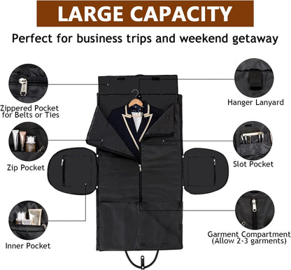 Convertible 2-in-1 Garment Bags for Travel, 50L Carry On Garment Duffle Bag With Shoe Compartment Large Weekender Bag for Women Men Hanging Suitcase Suit Travel Duffel Overnight Bags 4pcs Set