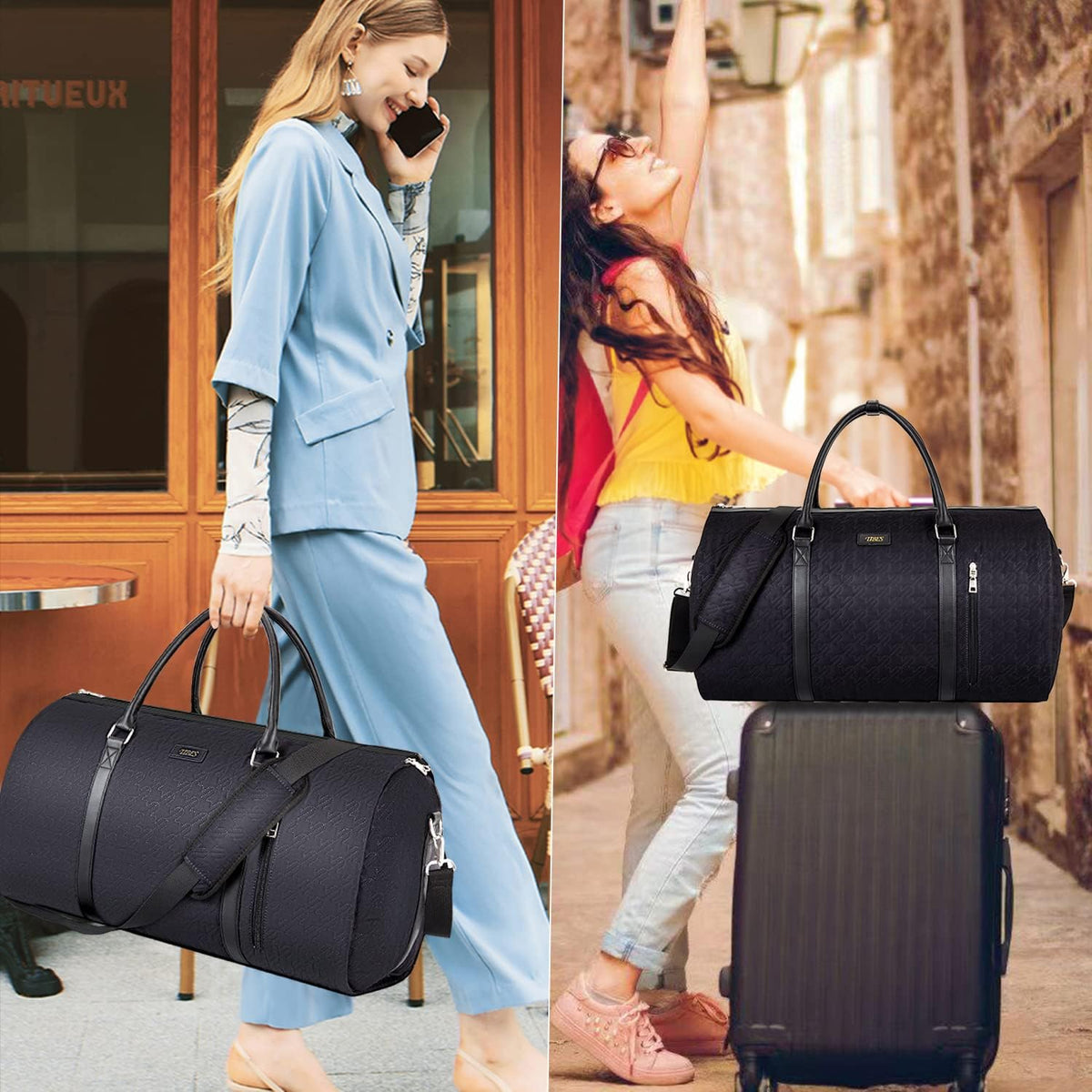 Convertible 2-in-1 Garment Bags for Travel, 50L Carry On Garment Duffle Bag With Shoe Compartment Large Weekender Bag for Women Men Hanging Suitcase Suit Travel Duffel Overnight Bags 4pcs Set