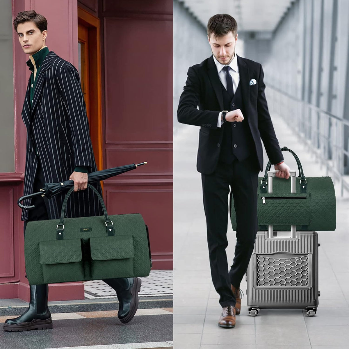 Convertible 2-in-1 Garment Bags for Travel, 50L Carry On Garment Duffle Bag With Shoe Compartment Large Weekender Bag for Women Men Hanging Suitcase Suit Travel Duffel Overnight Bags 4pcs Set