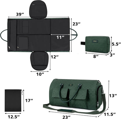 Convertible 2-in-1 Garment Bags for Travel, 50L Carry On Garment Duffle Bag With Shoe Compartment Large Weekender Bag for Women Men Hanging Suitcase Suit Travel Duffel Overnight Bags 4pcs Set