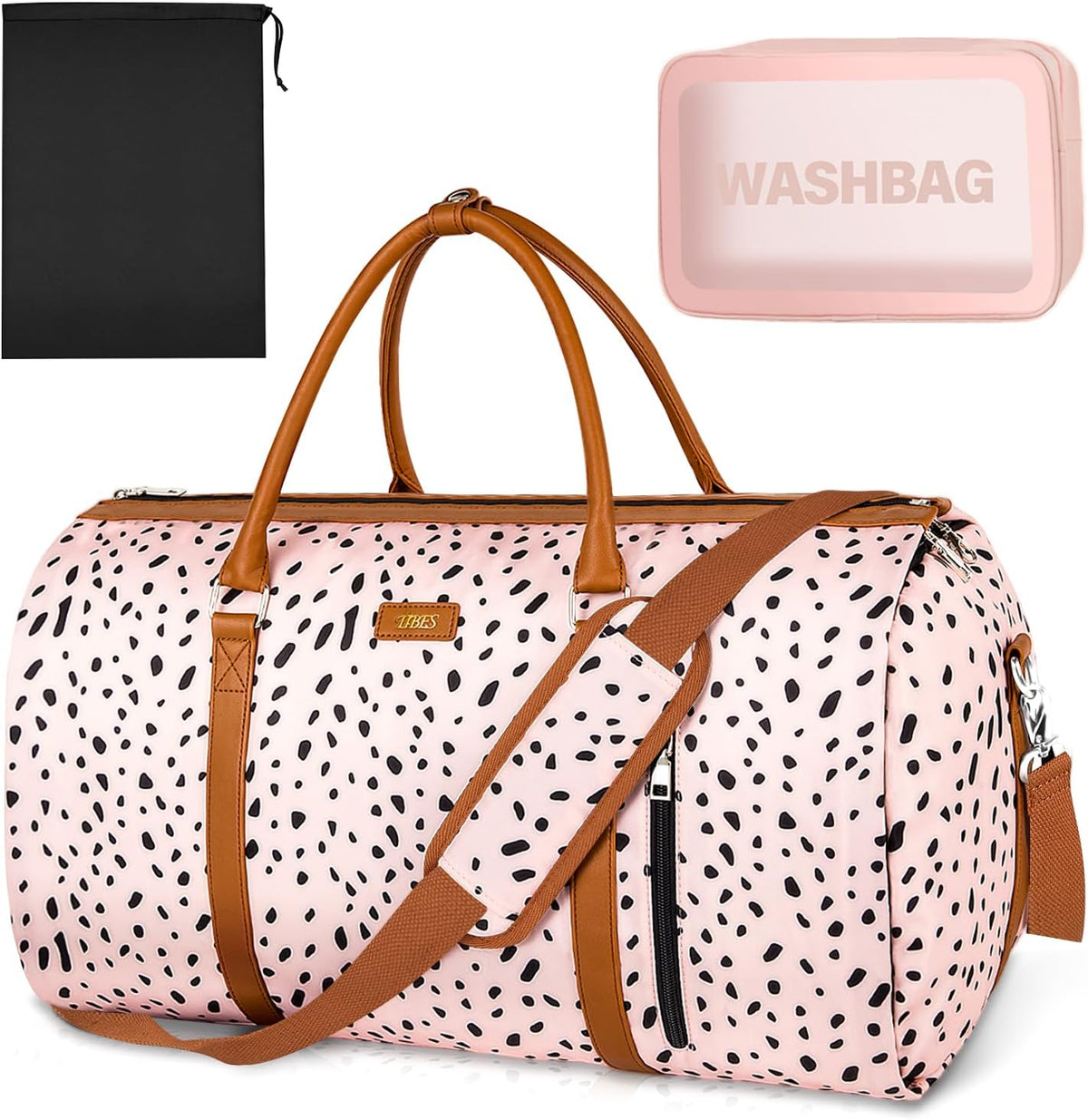 Convertible 2-in-1 Garment Bags for Travel, 50L Carry On Garment Duffle Bag With Shoe Compartment Large Weekender Bag for Women Men Hanging Suitcase Suit Travel Duffel Overnight Bags 4pcs Set