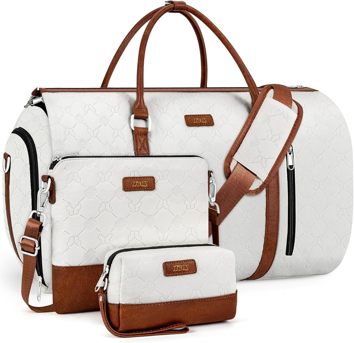 Convertible 2-in-1 Garment Bags for Travel, 50L Carry On Garment Duffle Bag With Shoe Compartment Large Weekender Bag for Women Men Hanging Suitcase Suit Travel Duffel Overnight Bags 4pcs Set