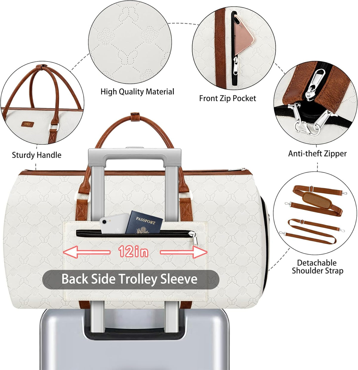 Convertible 2-in-1 Garment Bags for Travel, 50L Carry On Garment Duffle Bag With Shoe Compartment Large Weekender Bag for Women Men Hanging Suitcase Suit Travel Duffel Overnight Bags 4pcs Set