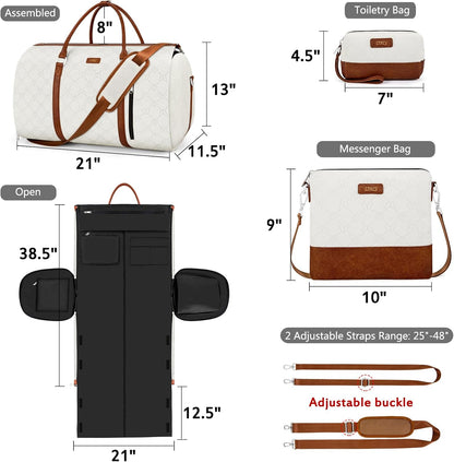 Convertible 2-in-1 Garment Bags for Travel, 50L Carry On Garment Duffle Bag With Shoe Compartment Large Weekender Bag for Women Men Hanging Suitcase Suit Travel Duffel Overnight Bags 4pcs Set