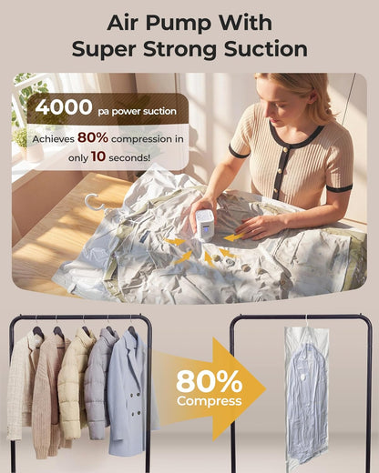 Vacuum Seal Storage Bags for Clothing Travel, 12 Pack Travel Essentials Bundle includes Laundry Bag & Waterproof Shoe Bag & TSA Approved Toiletry Bag, Hand Pump Included