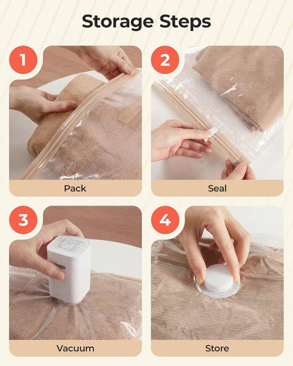 Vacuum Seal Storage Bags for Clothing Travel, 12 Pack Travel Essentials Bundle includes Laundry Bag & Waterproof Shoe Bag & TSA Approved Toiletry Bag, Hand Pump Included