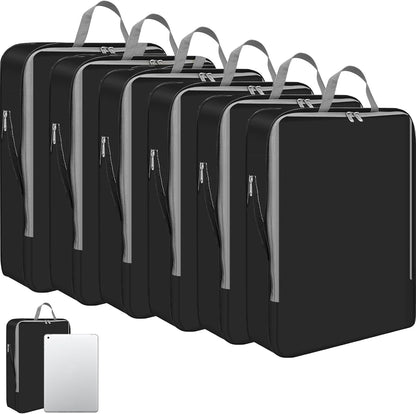 6 Pcs Large Ultralight Compression Packing Cubes for Travel 17.3 x 12.6'' XL Large Expandable Luggage Storage Organizers for Save Space Family Long Trips (Blue)