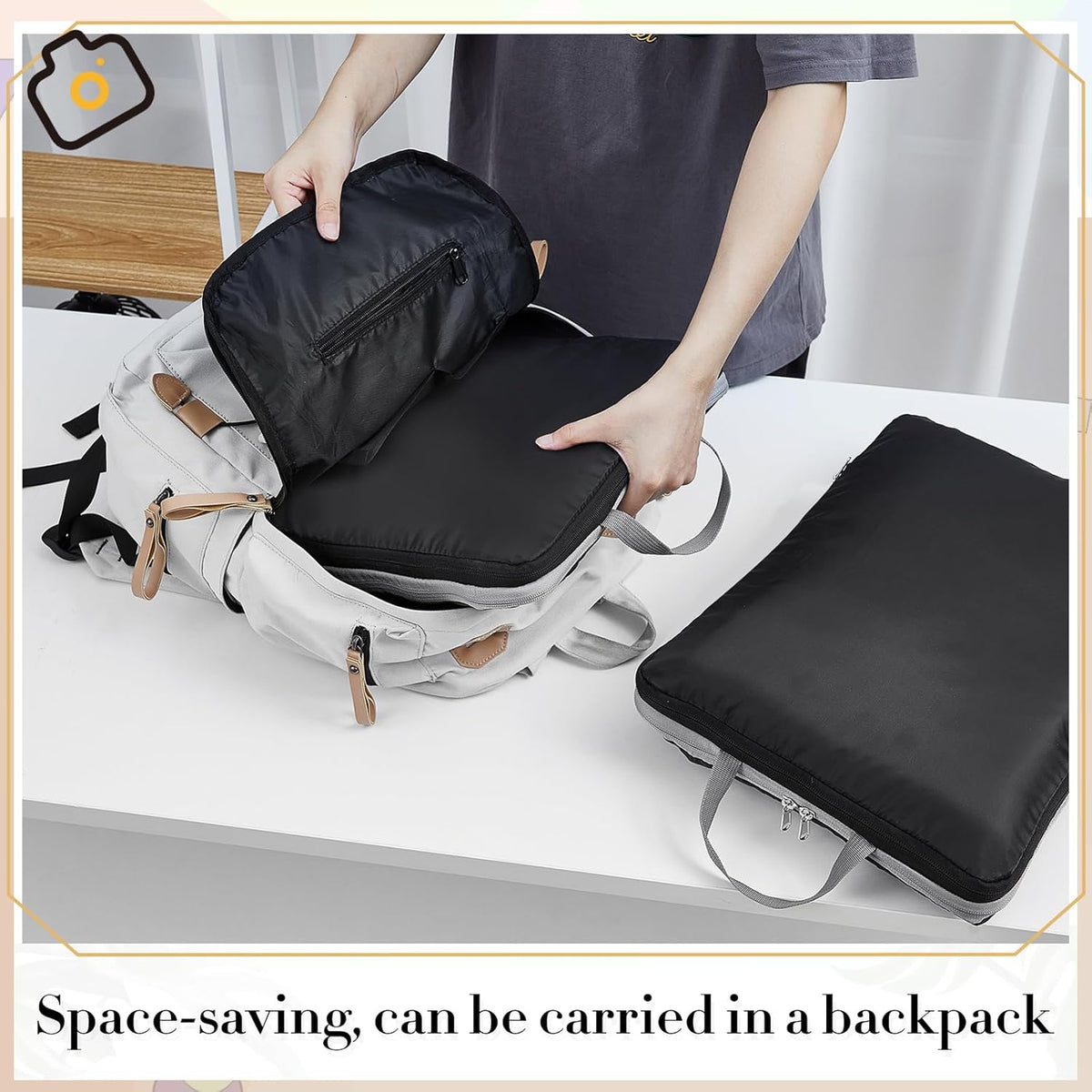 6 Pcs Large Ultralight Compression Packing Cubes for Travel 17.3 x 12.6'' XL Large Expandable Luggage Storage Organizers for Save Space Family Long Trips (Blue)