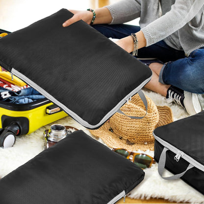 6 Pcs Large Ultralight Compression Packing Cubes for Travel 17.3 x 12.6'' XL Large Expandable Luggage Storage Organizers for Save Space Family Long Trips (Blue)