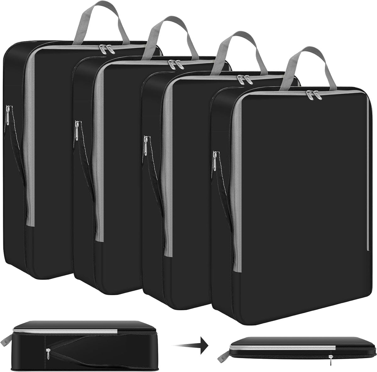 6 Pcs Large Ultralight Compression Packing Cubes for Travel 17.3 x 12.6'' XL Large Expandable Luggage Storage Organizers for Save Space Family Long Trips (Blue)