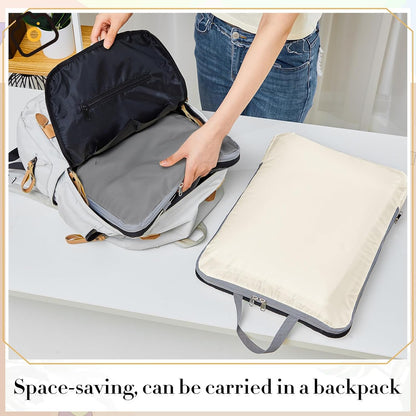 6 Pcs Large Ultralight Compression Packing Cubes for Travel 17.3 x 12.6'' XL Large Expandable Luggage Storage Organizers for Save Space Family Long Trips (Blue)