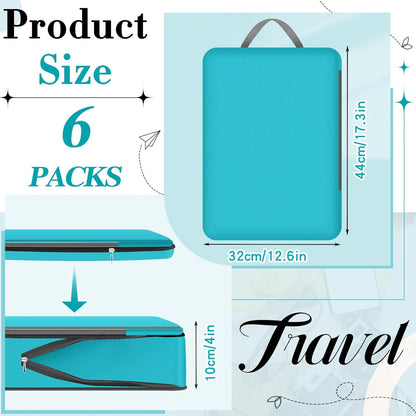 6 Pcs Large Ultralight Compression Packing Cubes for Travel 17.3 x 12.6'' XL Large Expandable Luggage Storage Organizers for Save Space Family Long Trips (Blue)