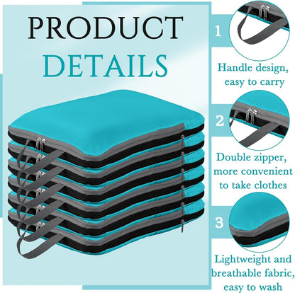 6 Pcs Large Ultralight Compression Packing Cubes for Travel 17.3 x 12.6'' XL Large Expandable Luggage Storage Organizers for Save Space Family Long Trips (Blue)