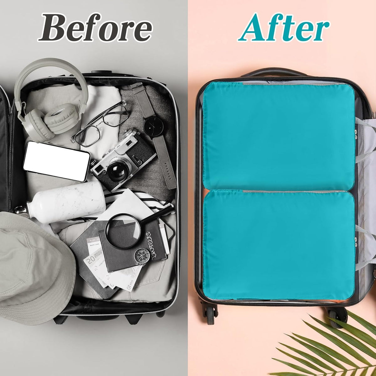 6 Pcs Large Ultralight Compression Packing Cubes for Travel 17.3 x 12.6'' XL Large Expandable Luggage Storage Organizers for Save Space Family Long Trips (Blue)