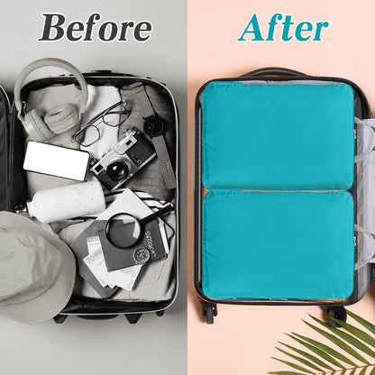 6 Pcs Large Ultralight Compression Packing Cubes for Travel 17.3 x 12.6'' XL Large Expandable Luggage Storage Organizers for Save Space Family Long Trips (Blue)