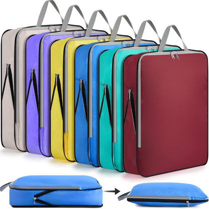 6 Pcs Large Ultralight Compression Packing Cubes for Travel 17.3 x 12.6'' XL Large Expandable Luggage Storage Organizers for Save Space Family Long Trips (Blue)