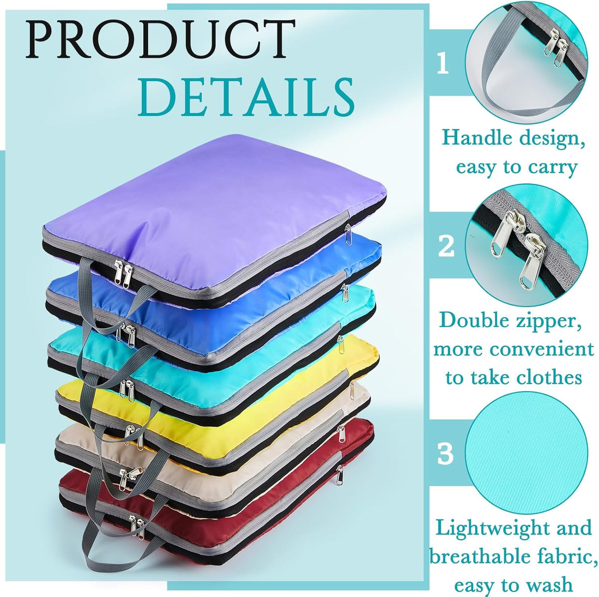 6 Pcs Large Ultralight Compression Packing Cubes for Travel 17.3 x 12.6'' XL Large Expandable Luggage Storage Organizers for Save Space Family Long Trips (Blue)