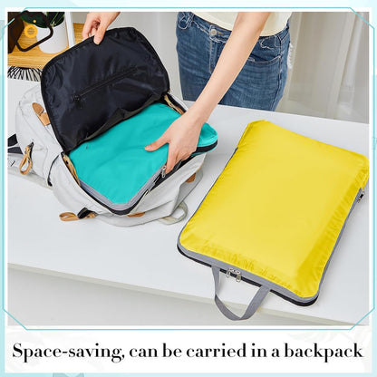 6 Pcs Large Ultralight Compression Packing Cubes for Travel 17.3 x 12.6'' XL Large Expandable Luggage Storage Organizers for Save Space Family Long Trips (Blue)