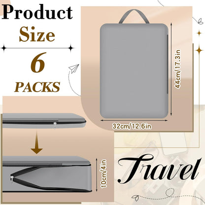 6 Pcs Large Ultralight Compression Packing Cubes for Travel 17.3 x 12.6'' XL Large Expandable Luggage Storage Organizers for Save Space Family Long Trips (Blue)