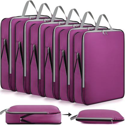6 Pcs Large Ultralight Compression Packing Cubes for Travel 17.3 x 12.6'' XL Large Expandable Luggage Storage Organizers for Save Space Family Long Trips (Blue)