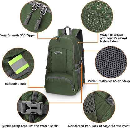 40L Lightweight Packable Hiking Backpack, Waterproof Travel Daypack | Water-Resistant Polyamide, Size: 18.9*12.9*9.4inch(L*W*H), 100% Waterproof Wet Pocket, Travel, Climbing, swimming (Blue)