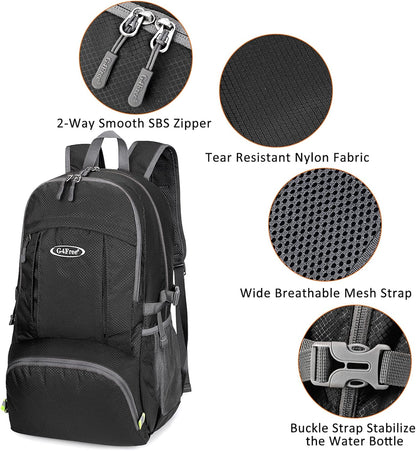 40L Lightweight Packable Hiking Backpack, Waterproof Travel Daypack | Water-Resistant Polyamide, Size: 18.9*12.9*9.4inch(L*W*H), 100% Waterproof Wet Pocket, Travel, Climbing, swimming (Blue)