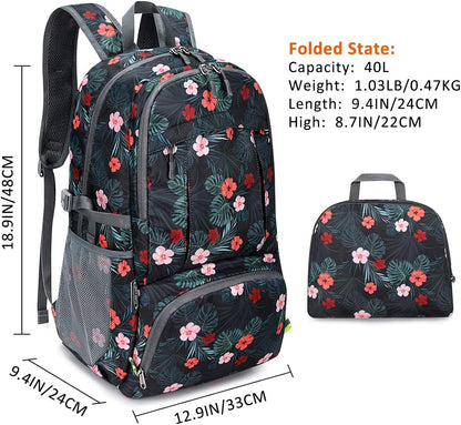 40L Lightweight Packable Hiking Backpack, Waterproof Travel Daypack | Water-Resistant Polyamide, Size: 18.9*12.9*9.4inch(L*W*H), 100% Waterproof Wet Pocket, Travel, Climbing, swimming (Blue)