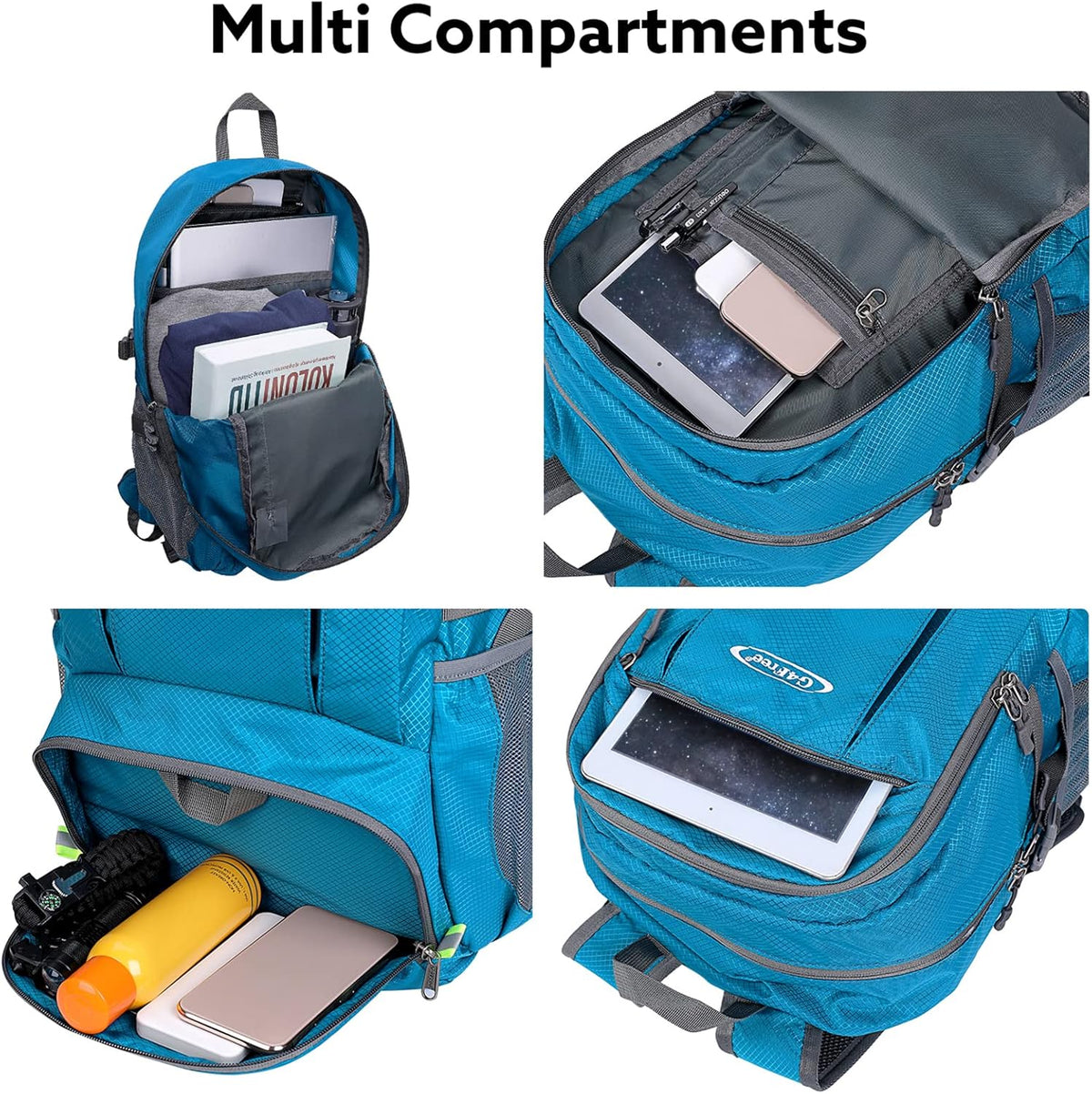 40L Lightweight Packable Hiking Backpack, Waterproof Travel Daypack | Water-Resistant Polyamide, Size: 18.9*12.9*9.4inch(L*W*H), 100% Waterproof Wet Pocket, Travel, Climbing, swimming (Blue)