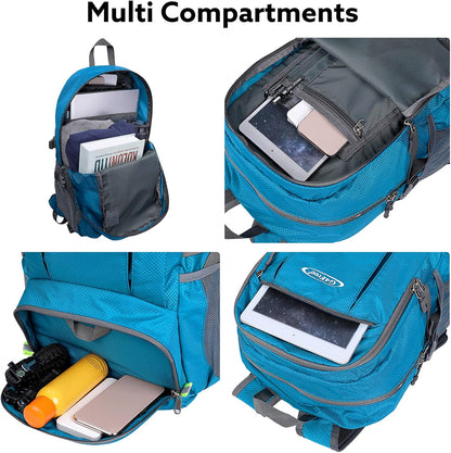 40L Lightweight Packable Hiking Backpack, Waterproof Travel Daypack | Water-Resistant Polyamide, Size: 18.9*12.9*9.4inch(L*W*H), 100% Waterproof Wet Pocket, Travel, Climbing, swimming (Blue)
