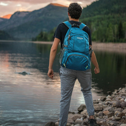 40L Lightweight Packable Hiking Backpack, Waterproof Travel Daypack | Water-Resistant Polyamide, Size: 18.9*12.9*9.4inch(L*W*H), 100% Waterproof Wet Pocket, Travel, Climbing, swimming (Blue)