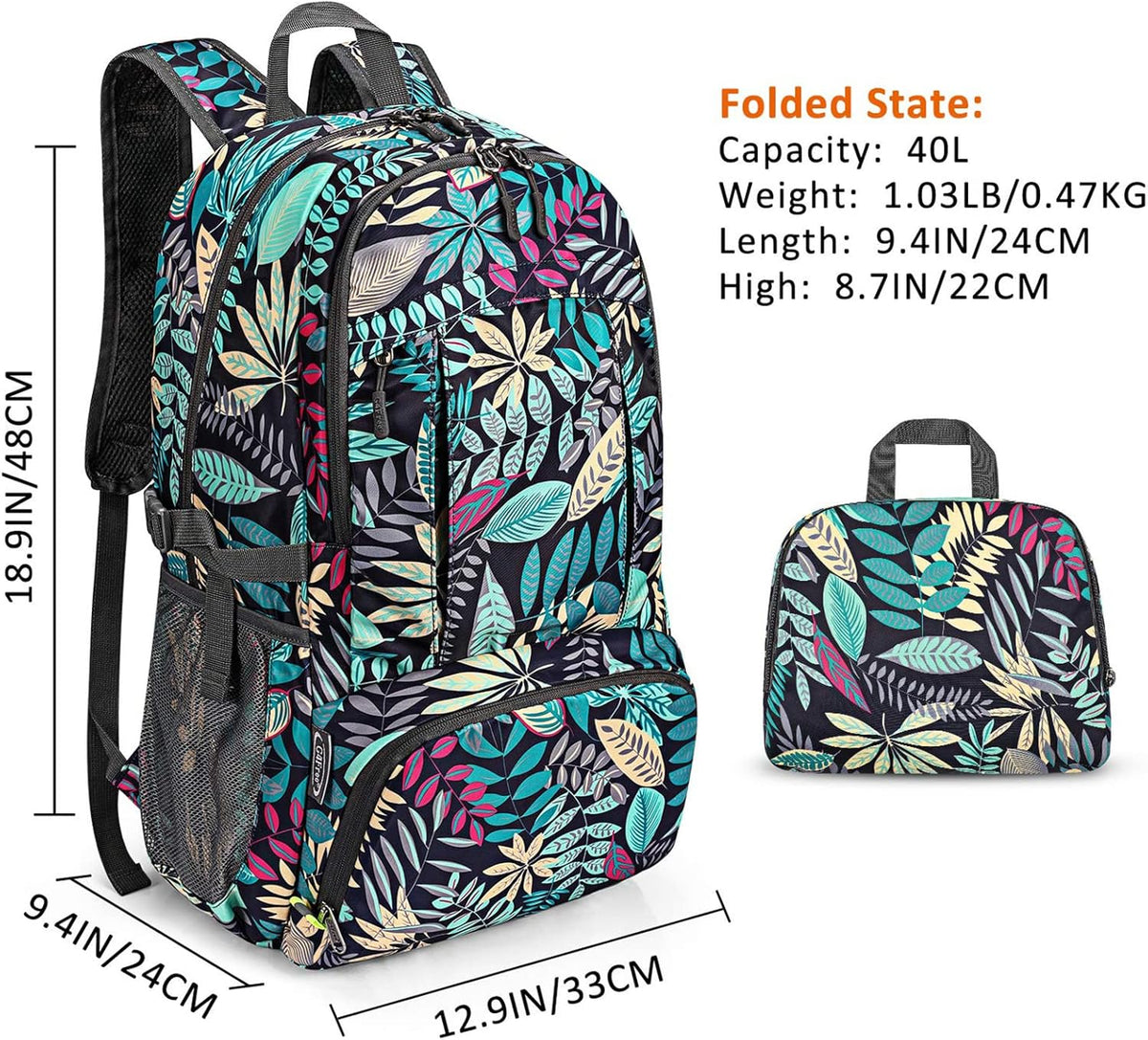 40L Lightweight Packable Hiking Backpack, Waterproof Travel Daypack | Water-Resistant Polyamide, Size: 18.9*12.9*9.4inch(L*W*H), 100% Waterproof Wet Pocket, Travel, Climbing, swimming (Blue)