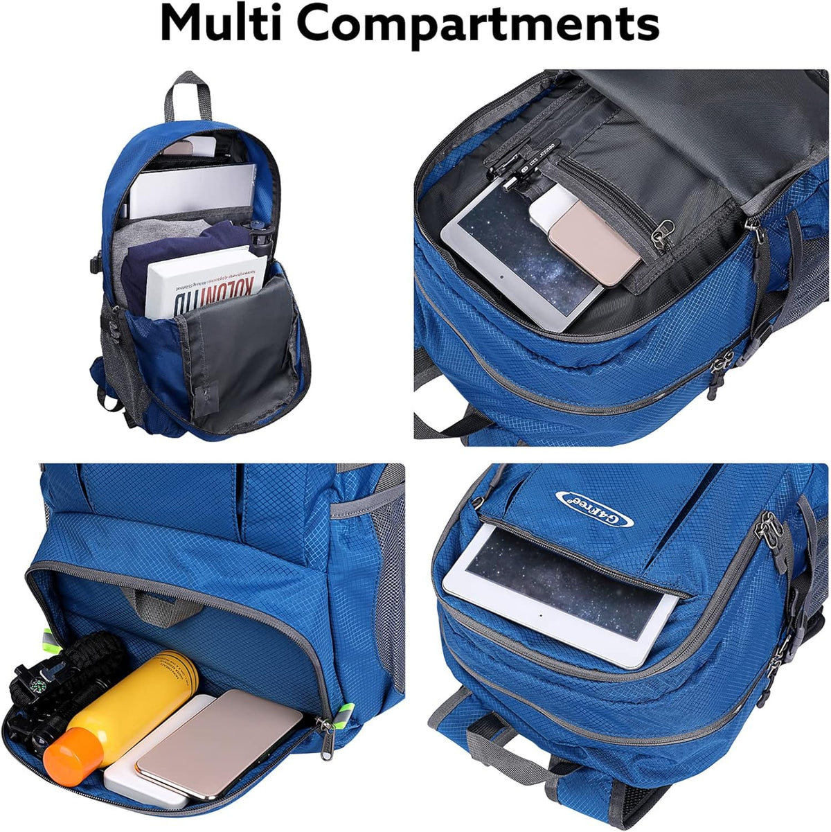 40L Lightweight Packable Hiking Backpack, Waterproof Travel Daypack | Water-Resistant Polyamide, Size: 18.9*12.9*9.4inch(L*W*H), 100% Waterproof Wet Pocket, Travel, Climbing, swimming (Blue)