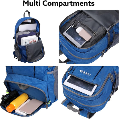 40L Lightweight Packable Hiking Backpack, Waterproof Travel Daypack | Water-Resistant Polyamide, Size: 18.9*12.9*9.4inch(L*W*H), 100% Waterproof Wet Pocket, Travel, Climbing, swimming (Blue)