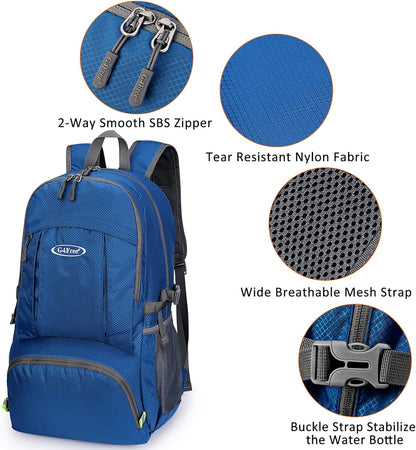 40L Lightweight Packable Hiking Backpack, Waterproof Travel Daypack | Water-Resistant Polyamide, Size: 18.9*12.9*9.4inch(L*W*H), 100% Waterproof Wet Pocket, Travel, Climbing, swimming (Blue)