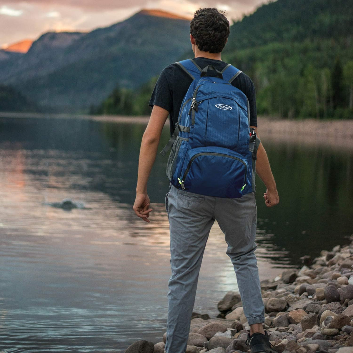 40L Lightweight Packable Hiking Backpack, Waterproof Travel Daypack | Water-Resistant Polyamide, Size: 18.9*12.9*9.4inch(L*W*H), 100% Waterproof Wet Pocket, Travel, Climbing, swimming (Blue)