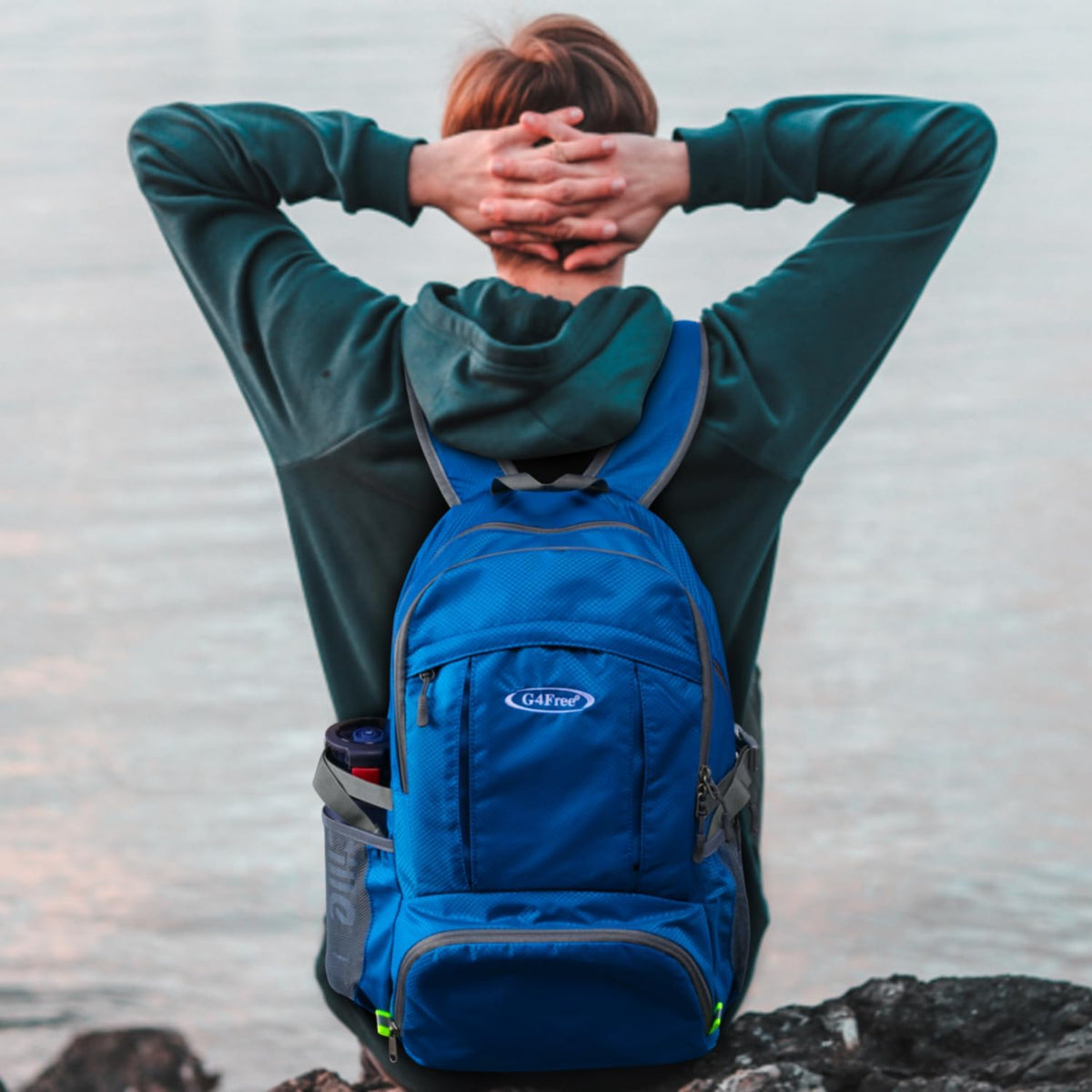 40L Lightweight Packable Hiking Backpack, Waterproof Travel Daypack | Water-Resistant Polyamide, Size: 18.9*12.9*9.4inch(L*W*H), 100% Waterproof Wet Pocket, Travel, Climbing, swimming (Blue)