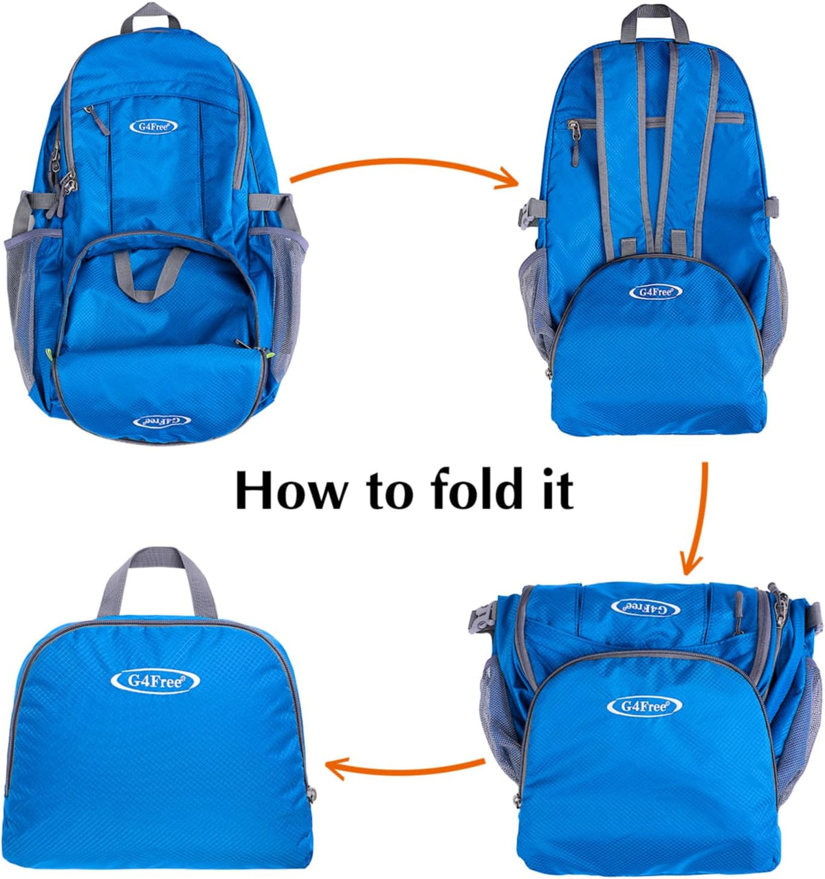 40L Lightweight Packable Hiking Backpack, Waterproof Travel Daypack | Water-Resistant Polyamide, Size: 18.9*12.9*9.4inch(L*W*H), 100% Waterproof Wet Pocket, Travel, Climbing, swimming (Blue)