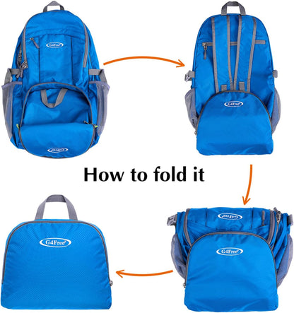 40L Lightweight Packable Hiking Backpack, Waterproof Travel Daypack | Water-Resistant Polyamide, Size: 18.9*12.9*9.4inch(L*W*H), 100% Waterproof Wet Pocket, Travel, Climbing, swimming (Blue)