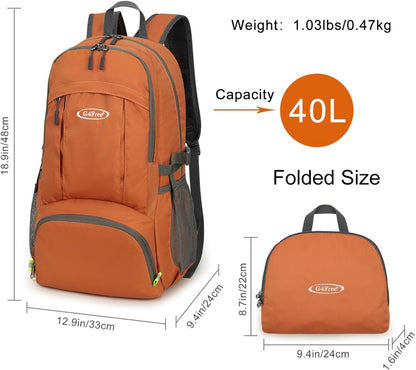 40L Lightweight Packable Hiking Backpack, Waterproof Travel Daypack | Water-Resistant Polyamide, Size: 18.9*12.9*9.4inch(L*W*H), 100% Waterproof Wet Pocket, Travel, Climbing, swimming (Blue)