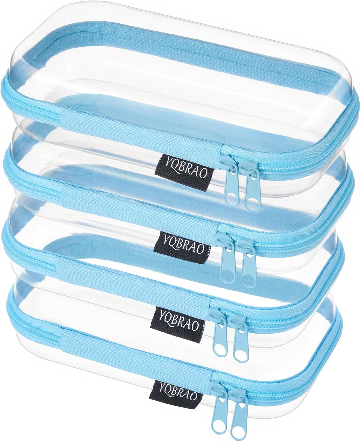 Clear Hard Shell Zipper Case, 1.2mm Heavy Duty Crush-Proof Diaper Bag Organizer Pouches, TSA Approved Travel Makeup Bag for Toiletries & Electronics, (2L, 2M, 2S) Multi-Size Storage Set