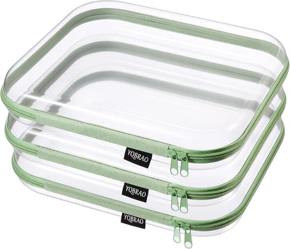 Clear Hard Shell Zipper Case, 1.2mm Heavy Duty Crush-Proof Diaper Bag Organizer Pouches, TSA Approved Travel Makeup Bag for Toiletries & Electronics, (2L, 2M, 2S) Multi-Size Storage Set
