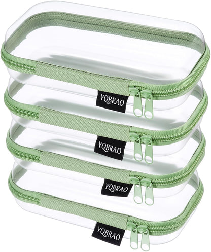 Clear Hard Shell Zipper Case, 1.2mm Heavy Duty Crush-Proof Diaper Bag Organizer Pouches, TSA Approved Travel Makeup Bag for Toiletries & Electronics, (2L, 2M, 2S) Multi-Size Storage Set